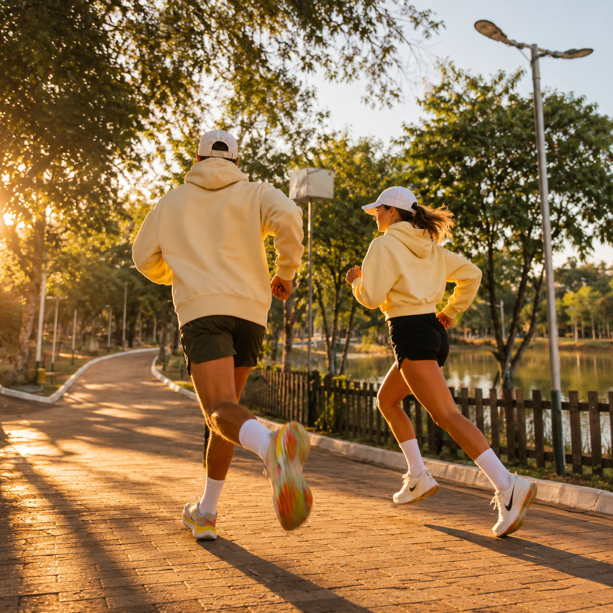 Atleta correndo ao pôr do sol, TENBR vive o esporte